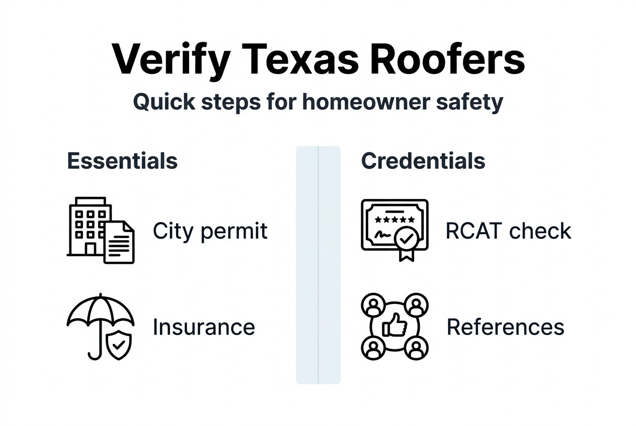 Infographic for verifying Texas roofing contractor steps