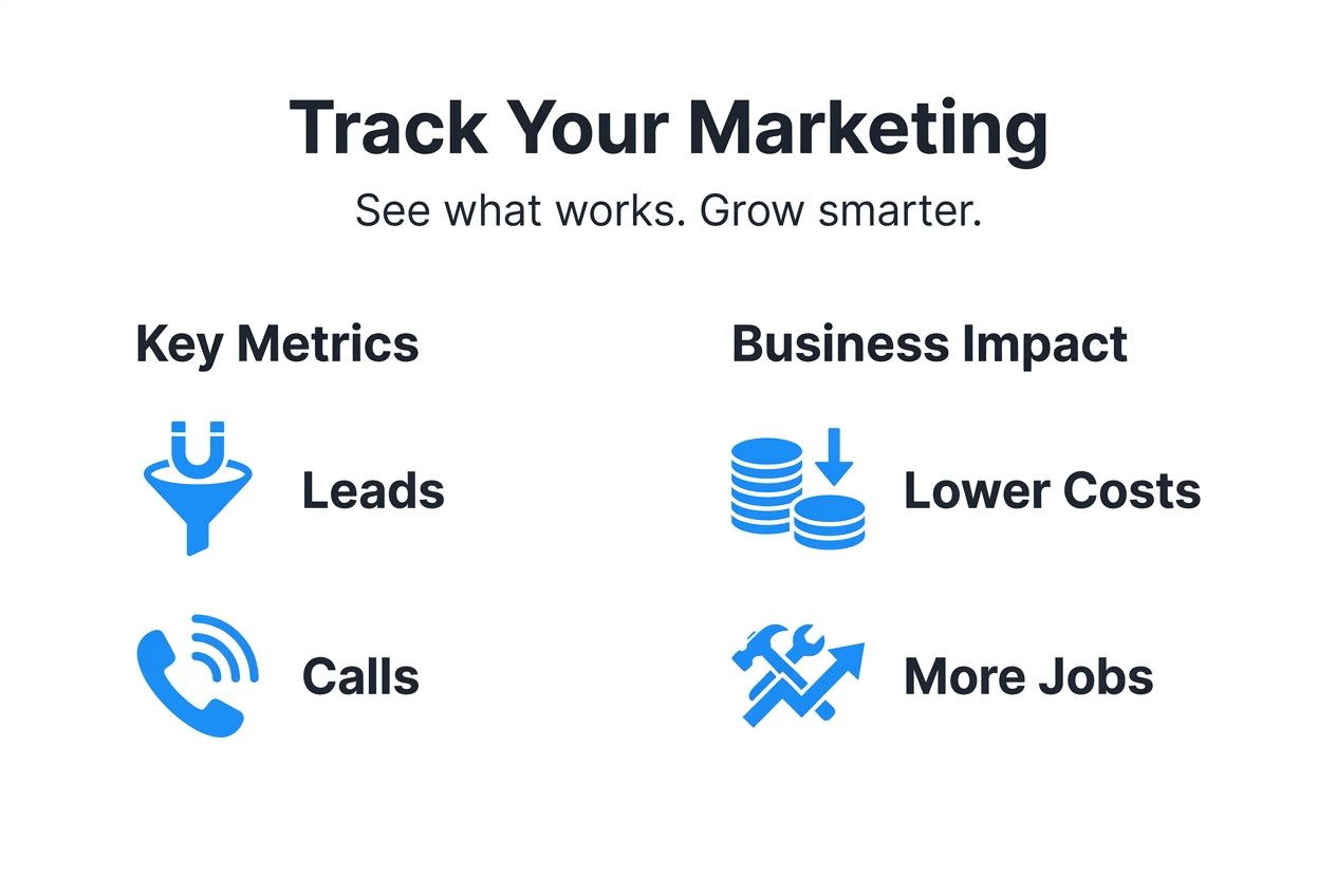 Infographic on marketing tracking metrics and impact