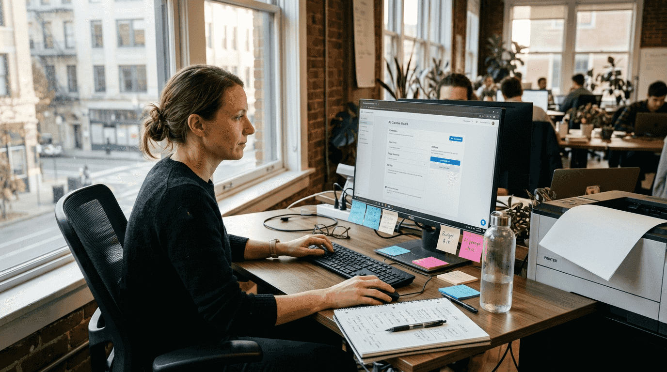 Contractor using AI ad generator tool