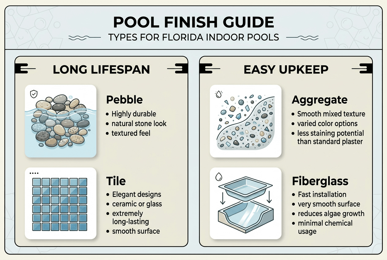Infographic comparing pool finish types and features