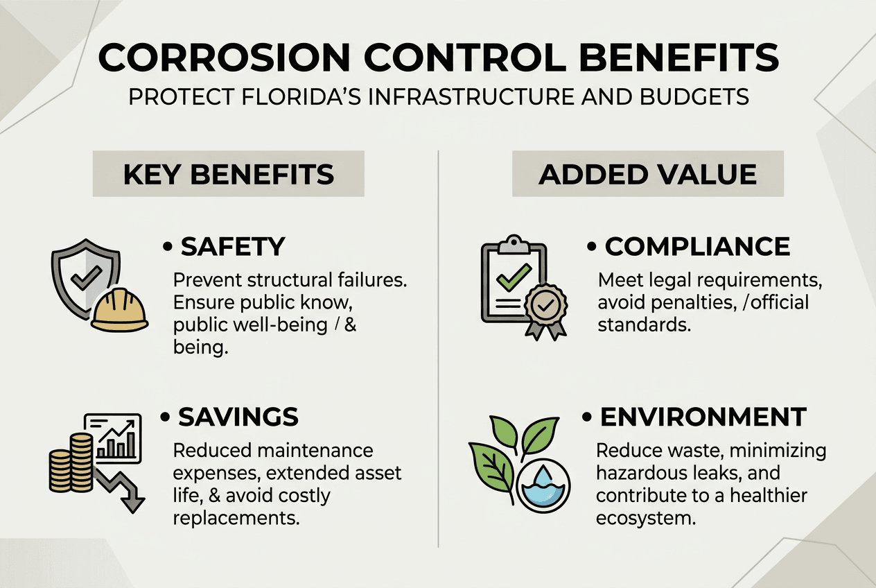 Infographic showing corrosion control benefits overview