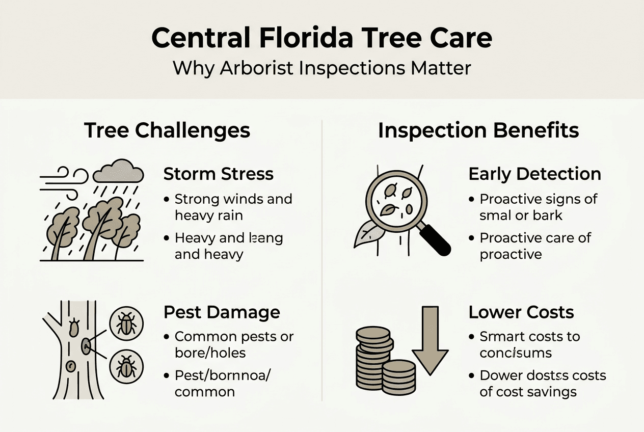 Infographic showing tree inspection challenges and benefits