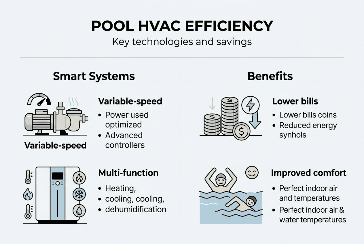 Infographic showing efficient pool HVAC upgrades
