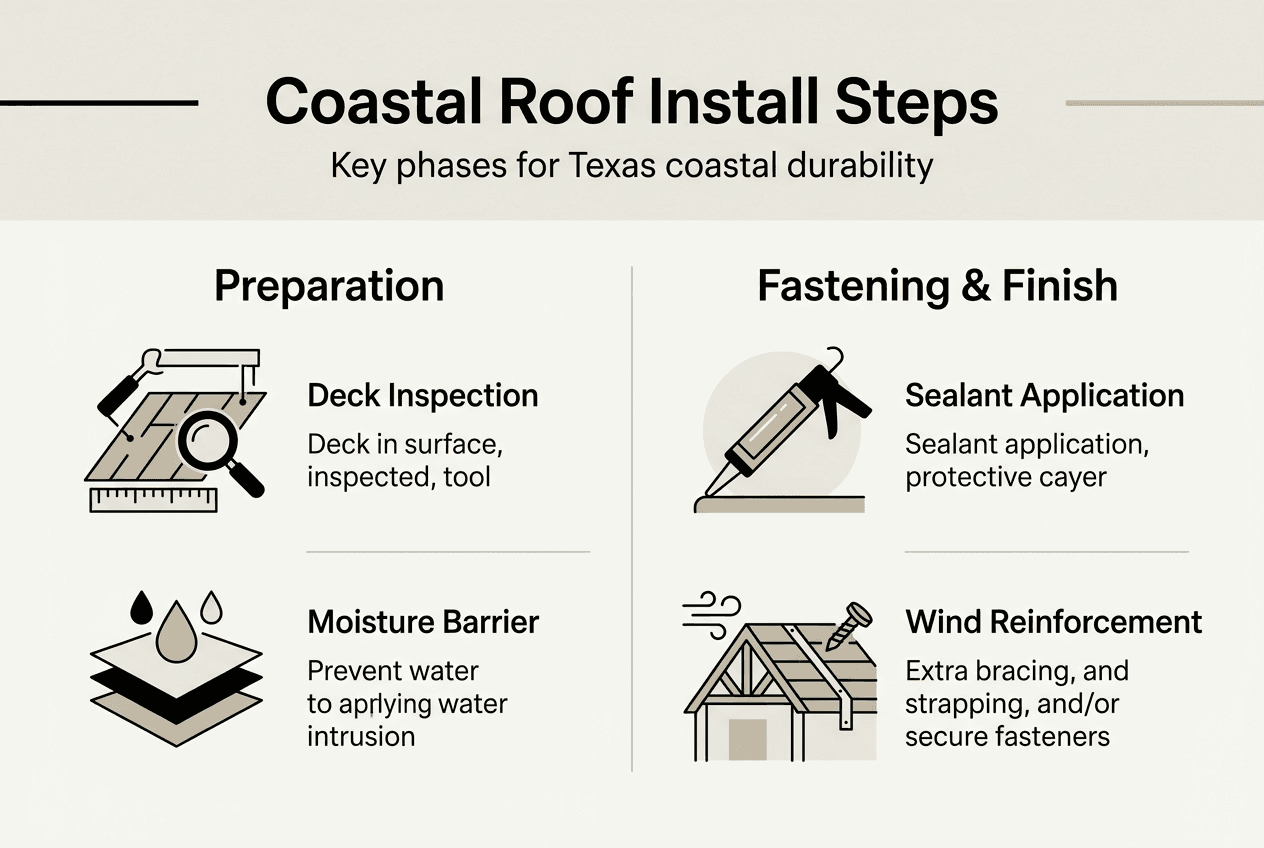 Infographic of roof installation steps coastal homes