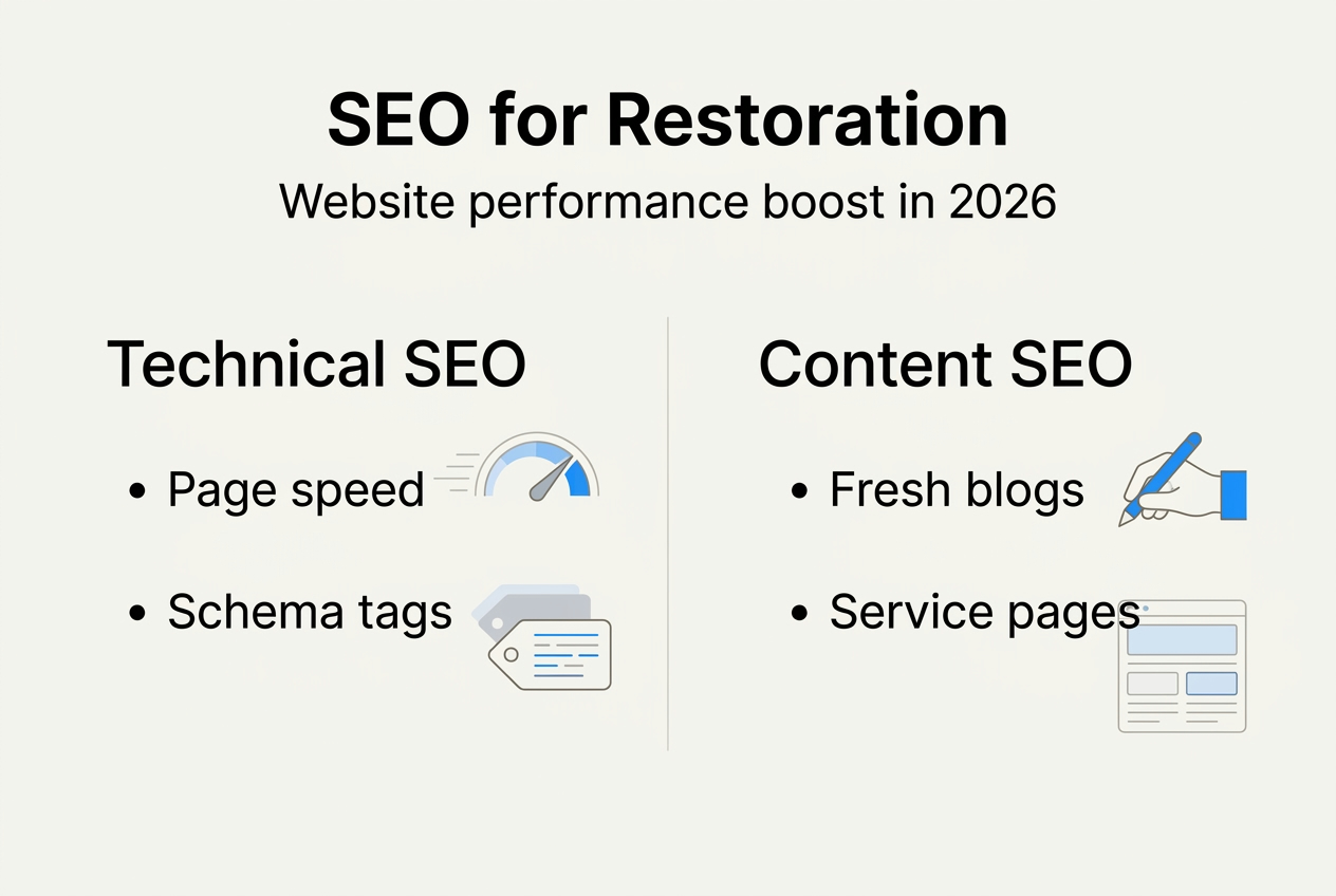 Infographic showing SEO strategies for restoration