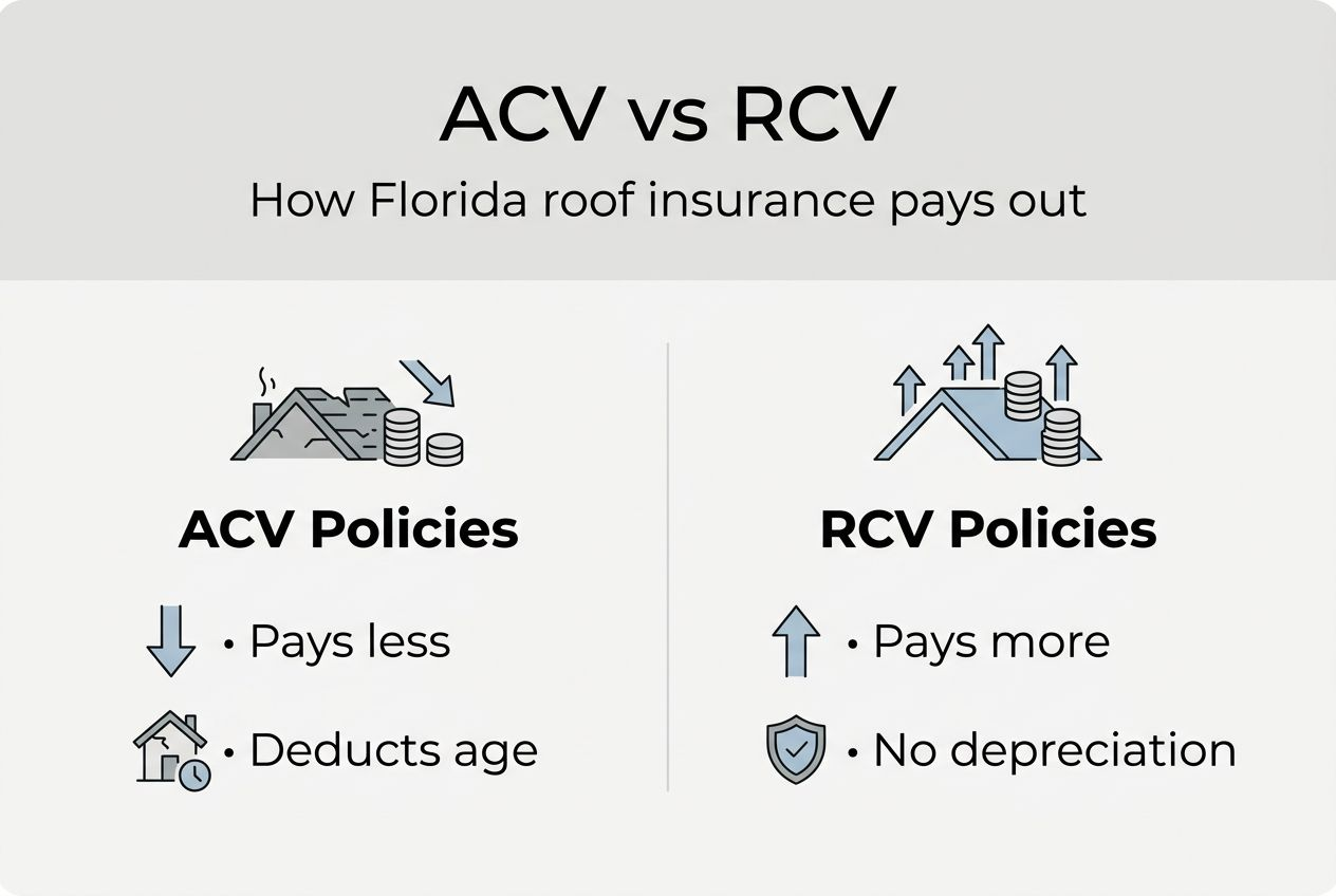 Infographic comparing ACV and RCV roof coverage