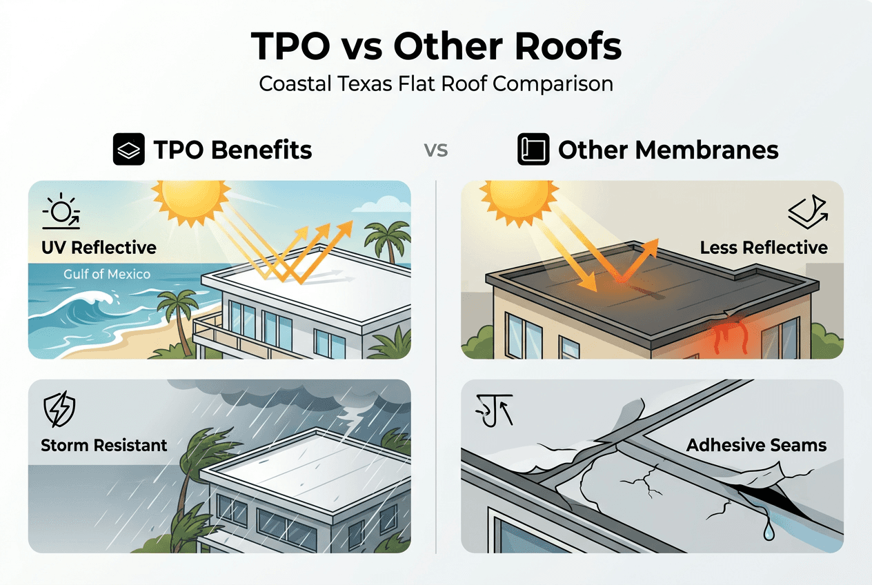 Infographic comparing TPO and other roofing membranes