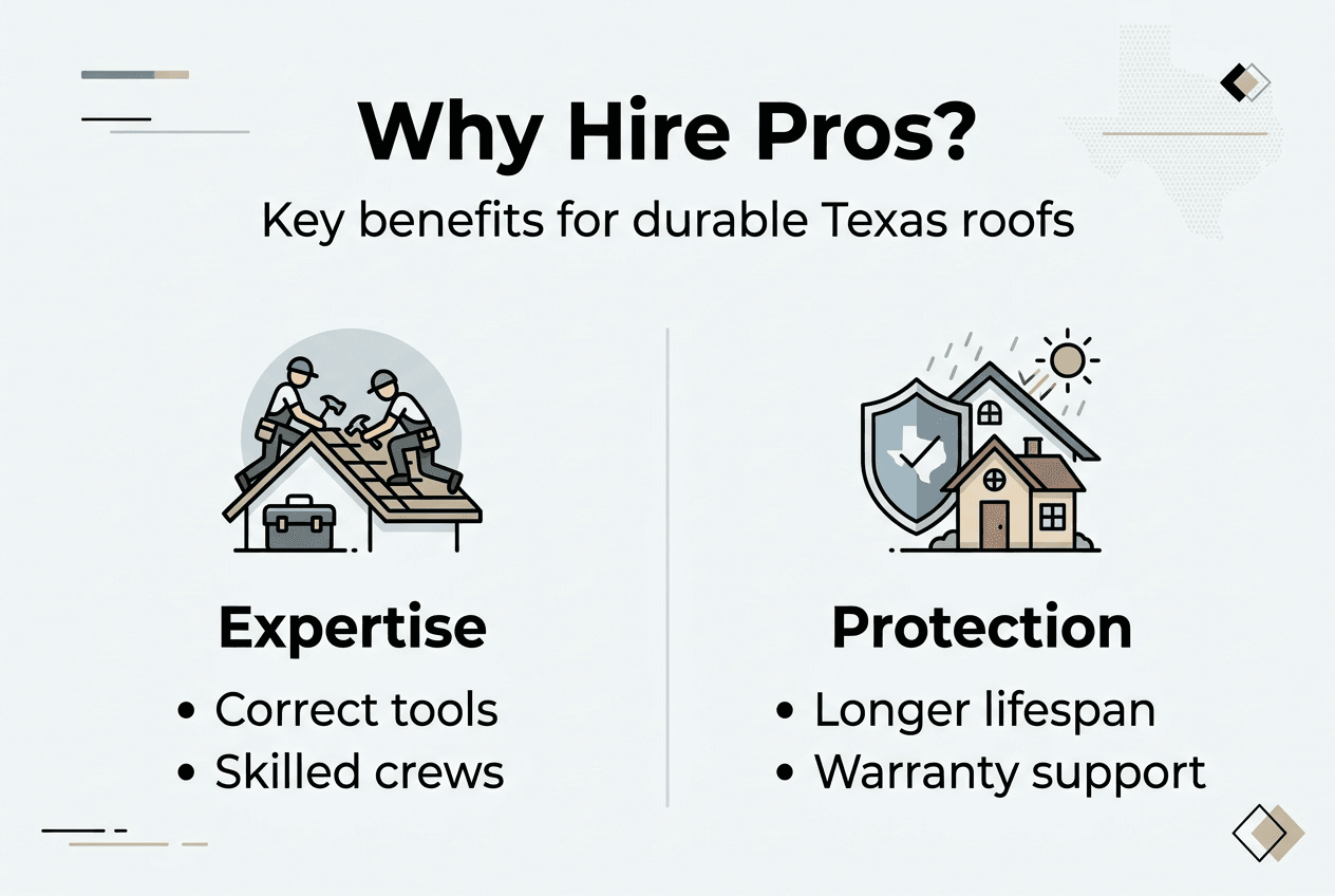 Infographic about Texas roofing professional benefits