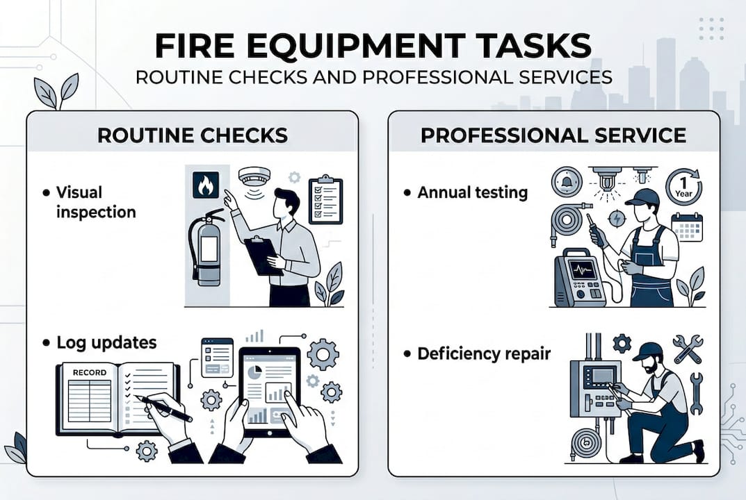 Infographic shows fire maintenance routine and services