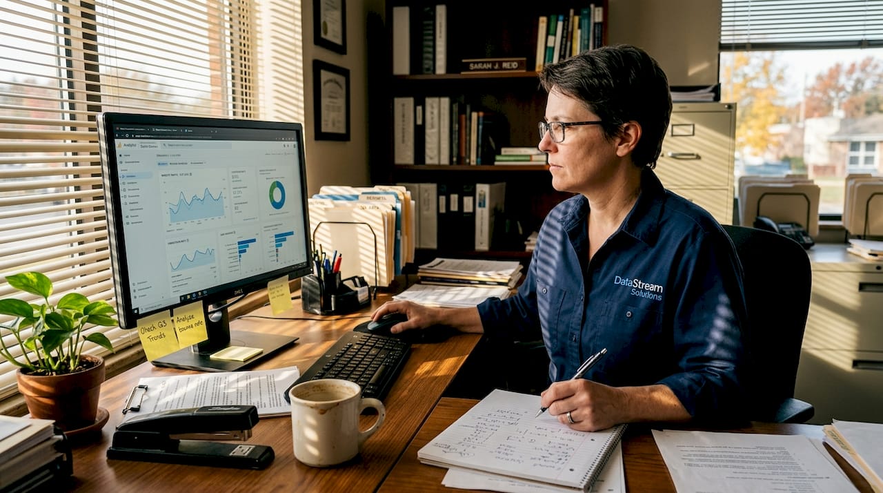 Contractor tracking digital marketing results on computer