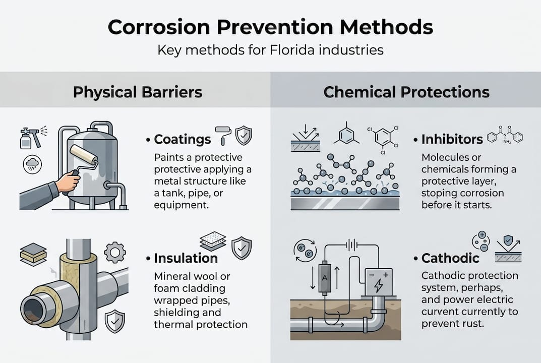 Infographic comparing main corrosion prevention methods