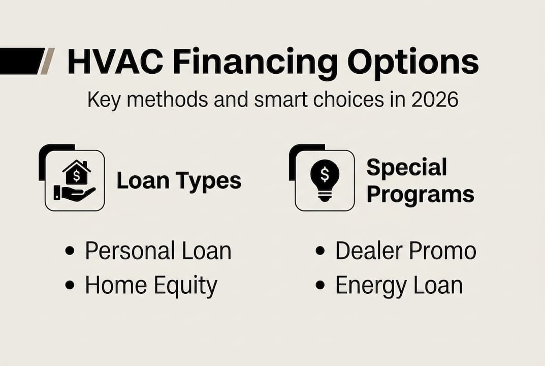 Infographic comparing HVAC financing programs and loans