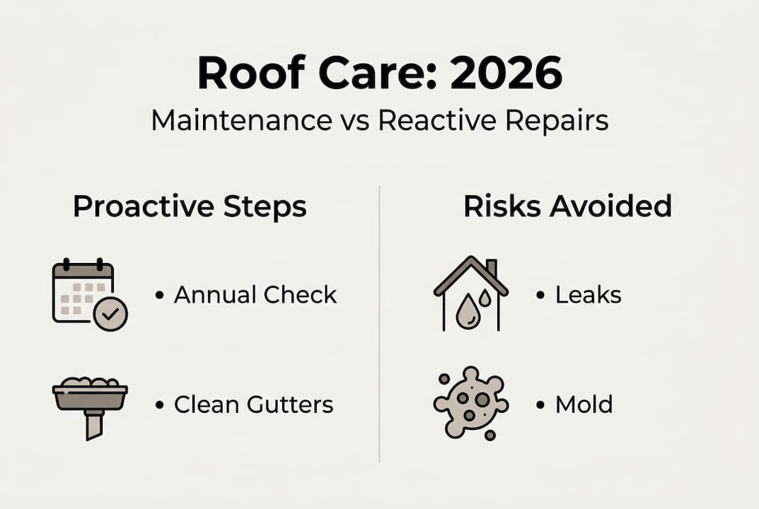 Infographic comparing roof maintenance and repairs
