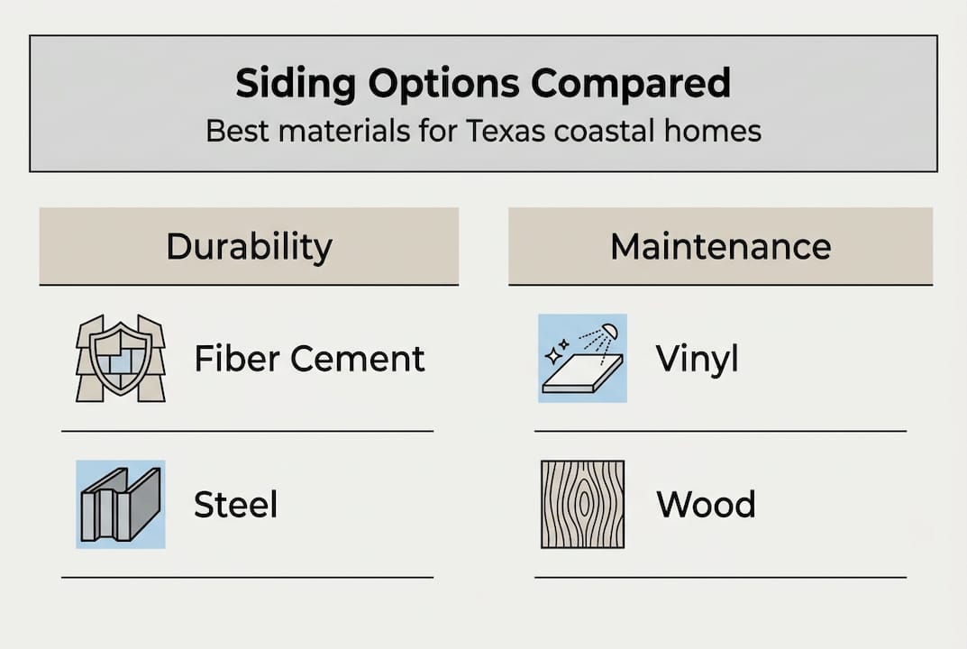 Infographic comparing siding types for coastal homes
