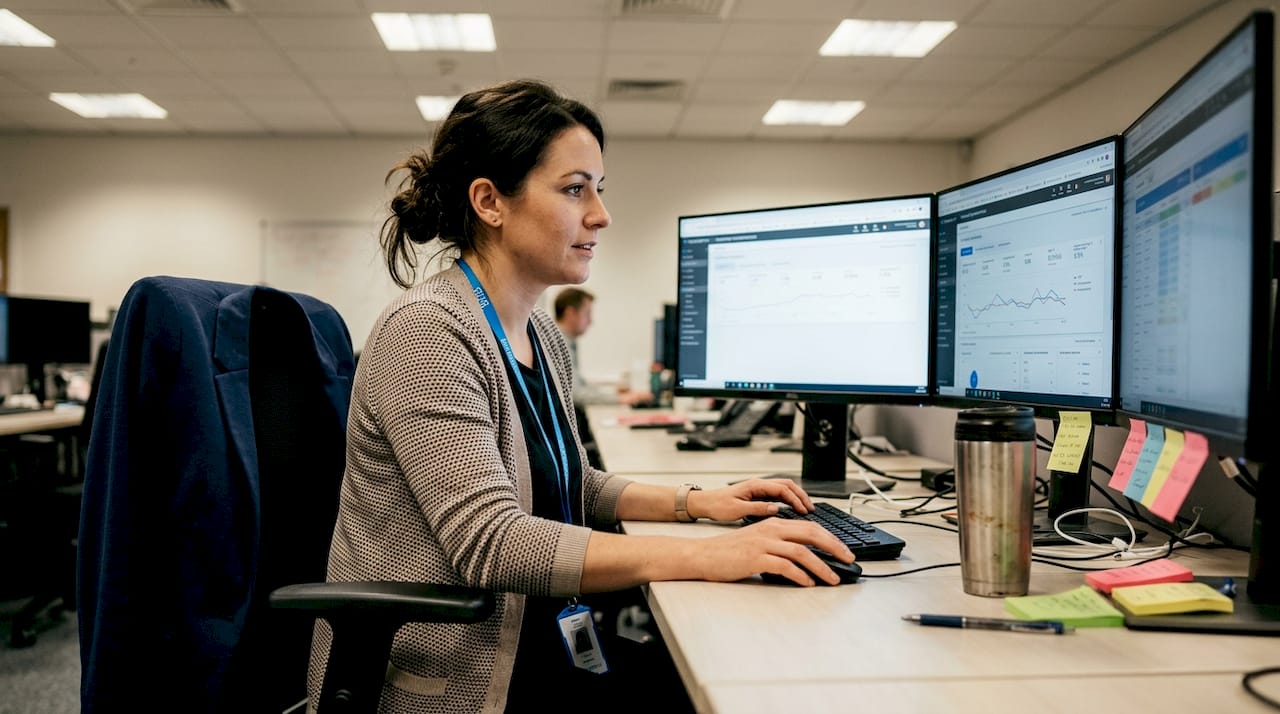 Marketing coordinator monitoring multi-channel campaigns