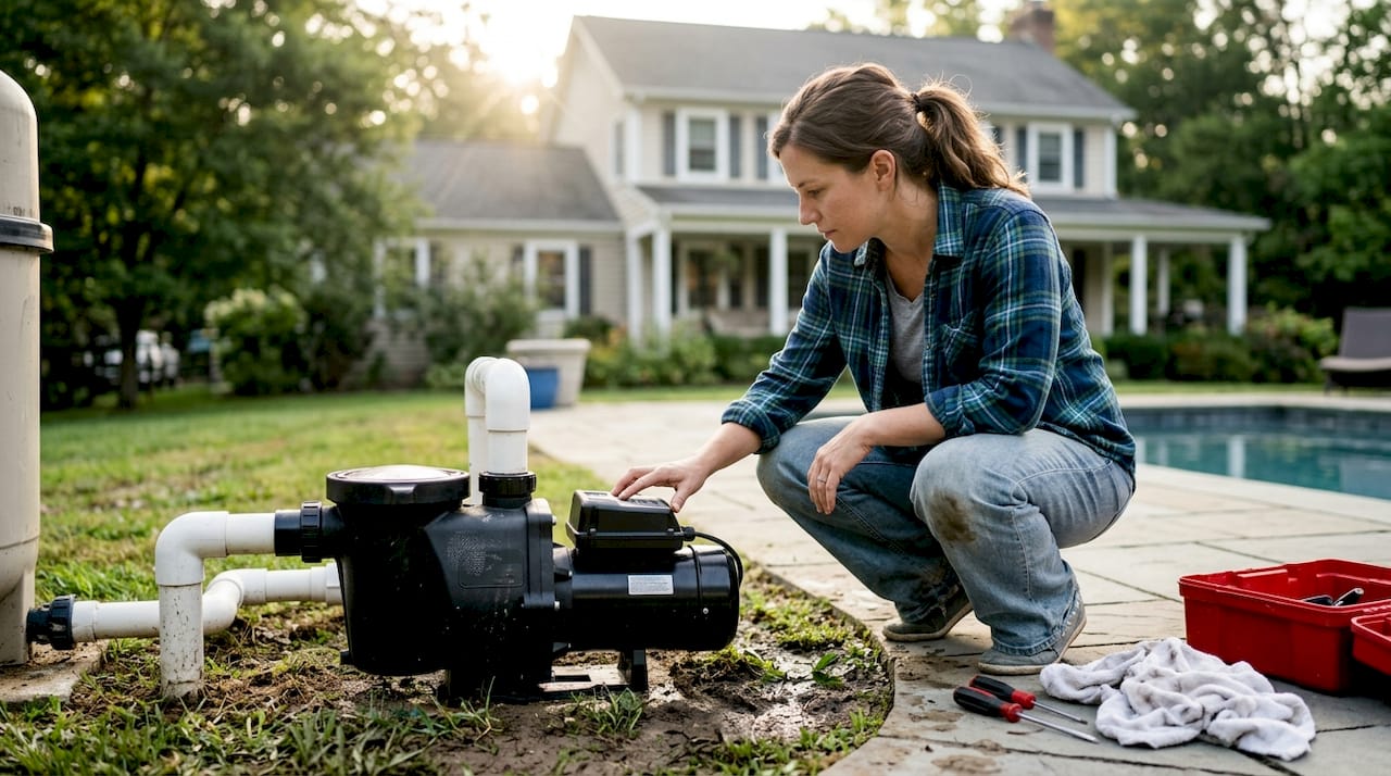 Homeowner checks new variable speed pump