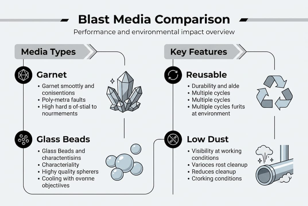 Infographic comparing blast media types