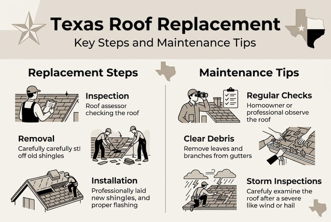 Infographic outlines Texas roof replacement steps