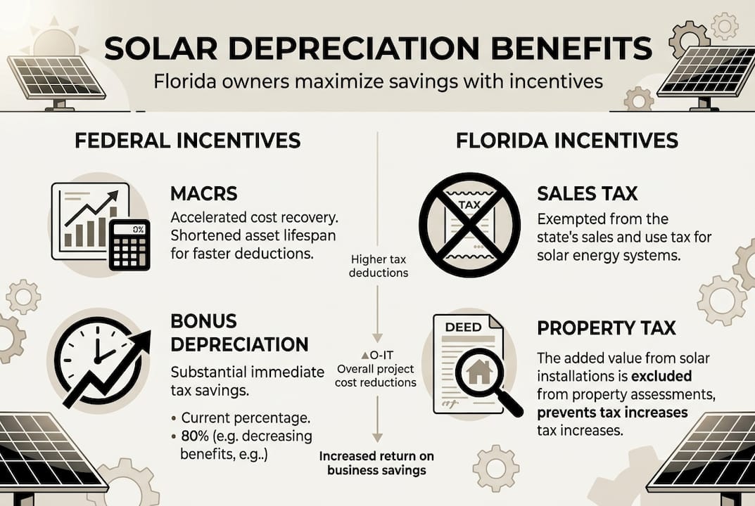 Unlock solar depreciation benefits for Florida owners 2 Infographic shows federal and state solar incentives