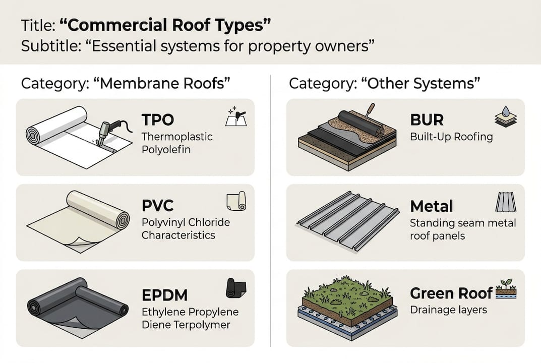 Infographic compares main commercial roof types