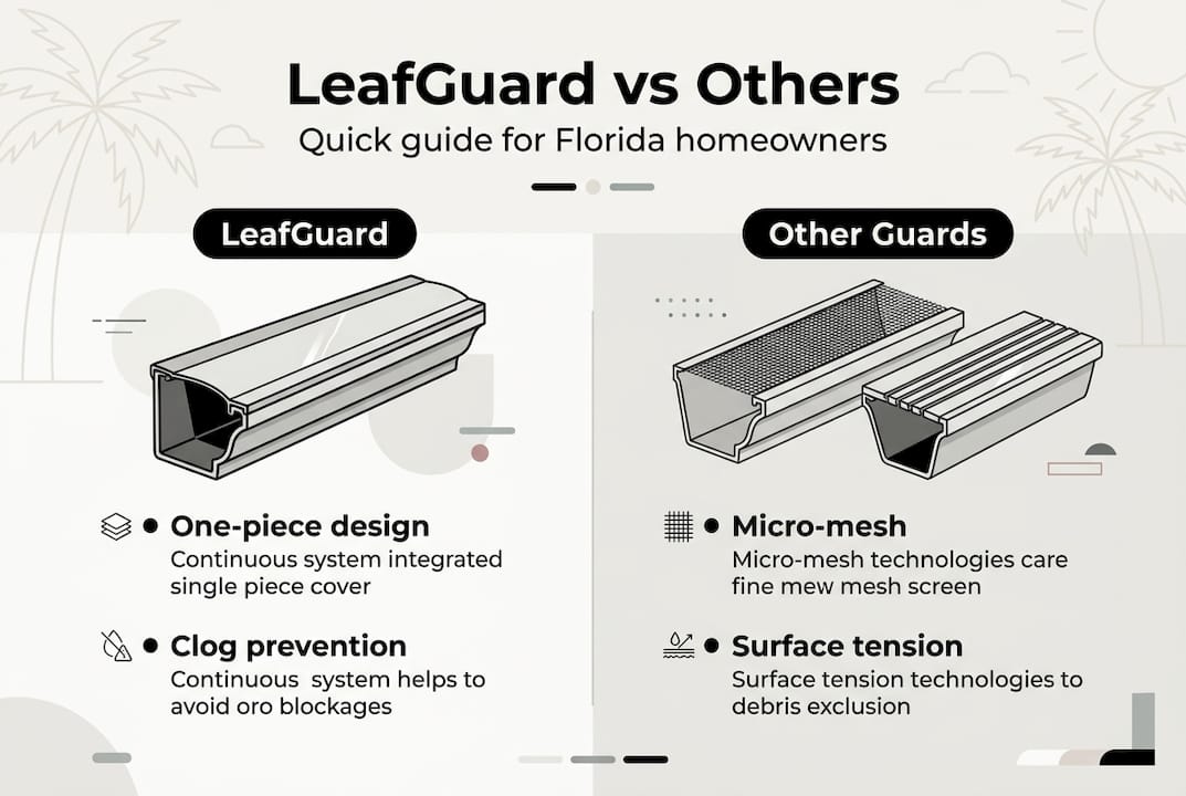 Infographic comparing LeafGuard and gutter options