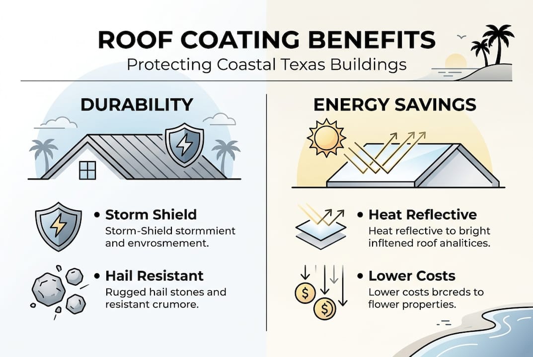 Infographic showing benefits of coastal roof coatings