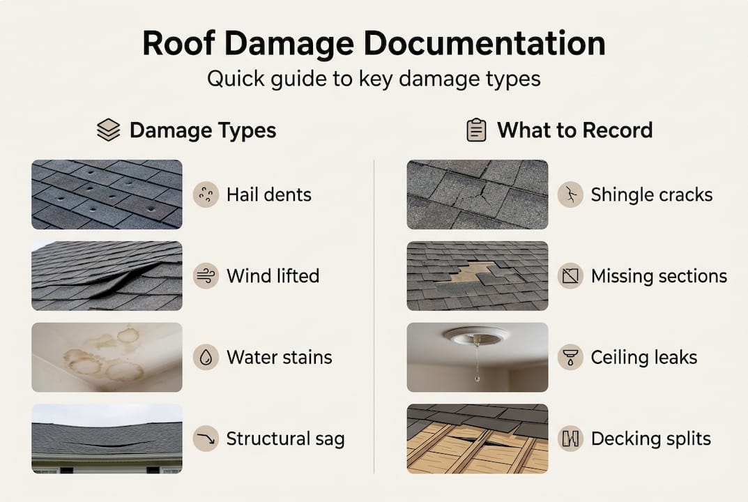 Infographic of roof damage categories and records
