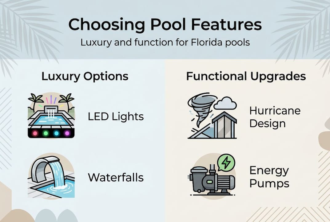 Infographic showing luxury and functional pool features