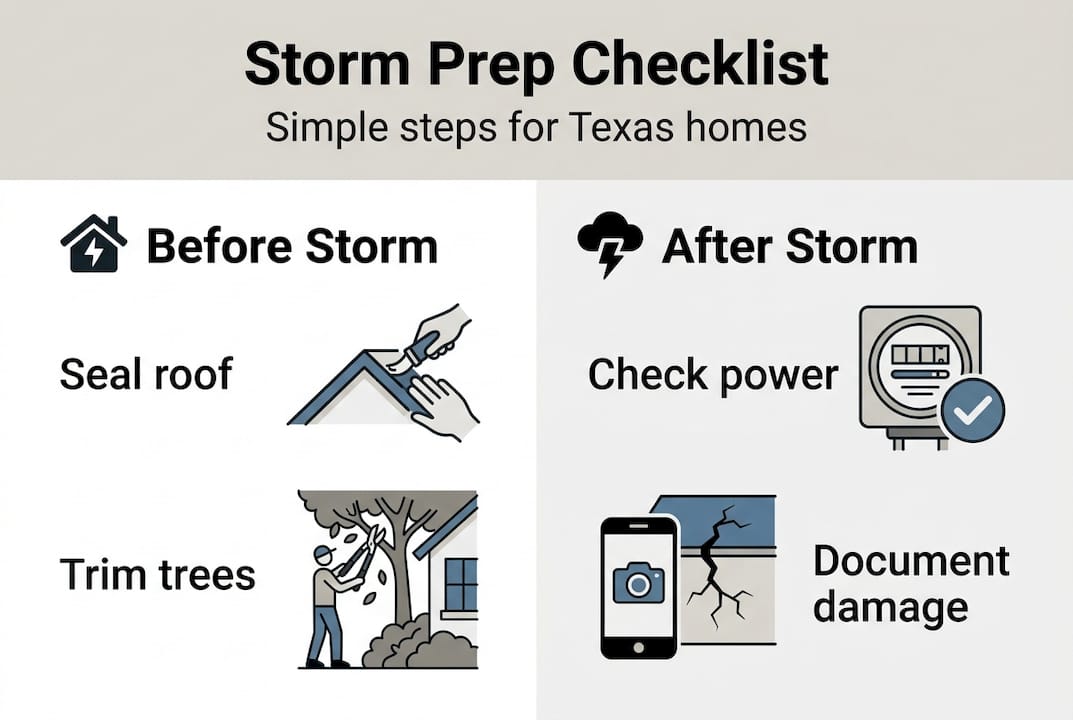 Infographic showing Texas storm preparation checklist