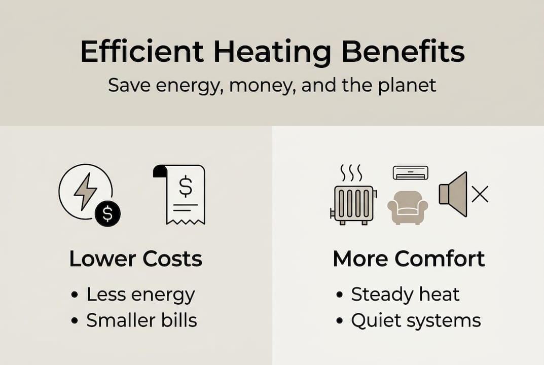 Infographic showing heating efficiency benefits