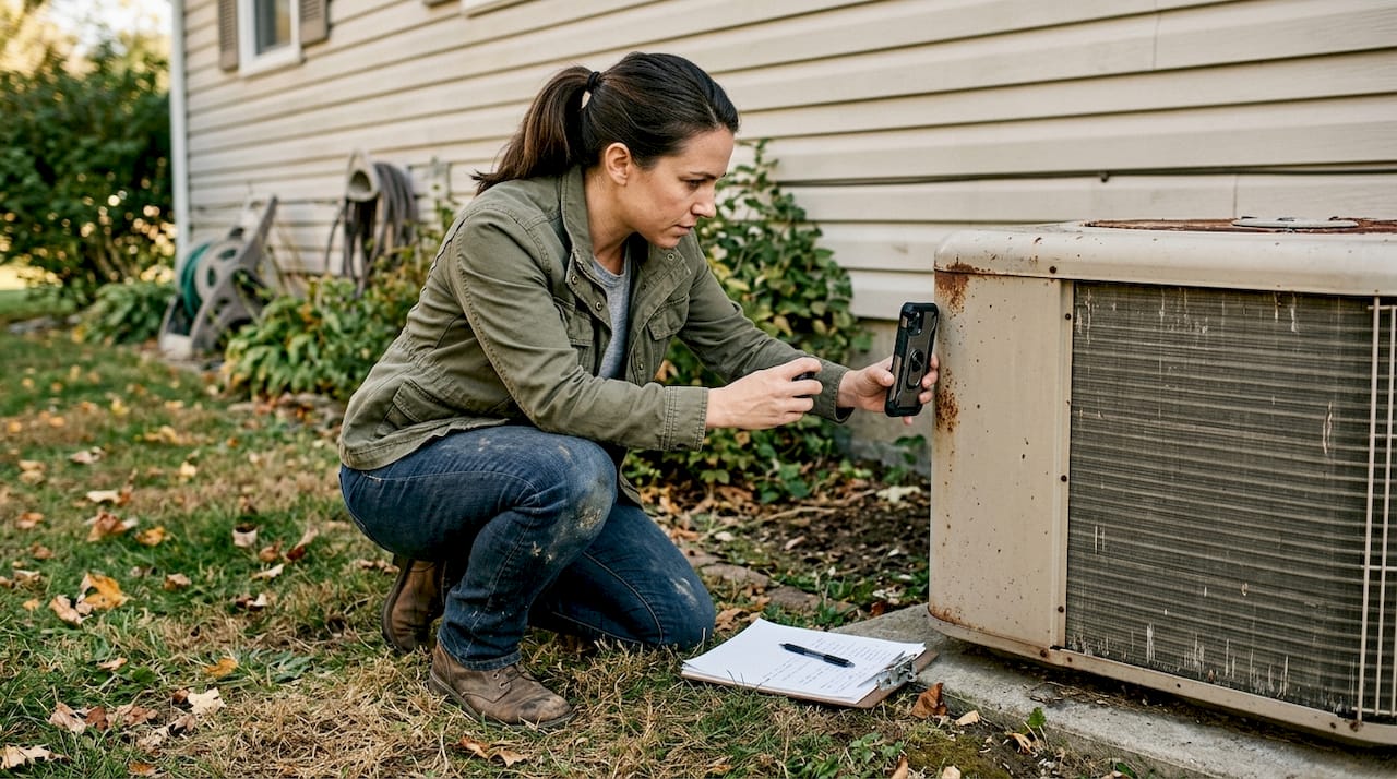 Person taking photo during AC inspection