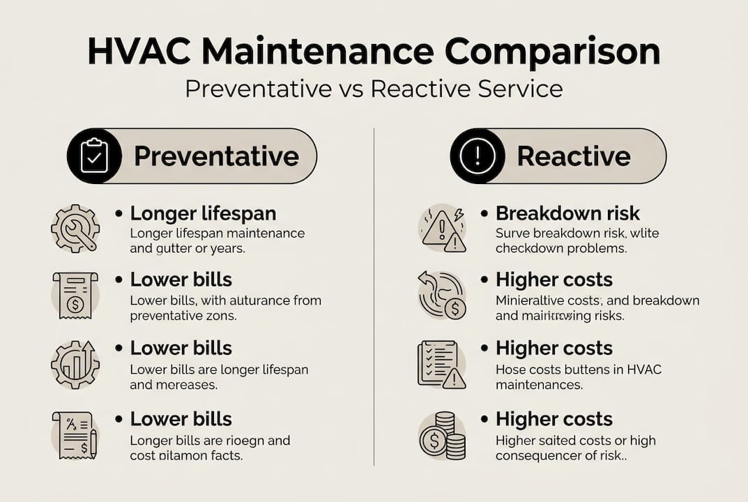 Infographic comparing preventative and reactive hvac