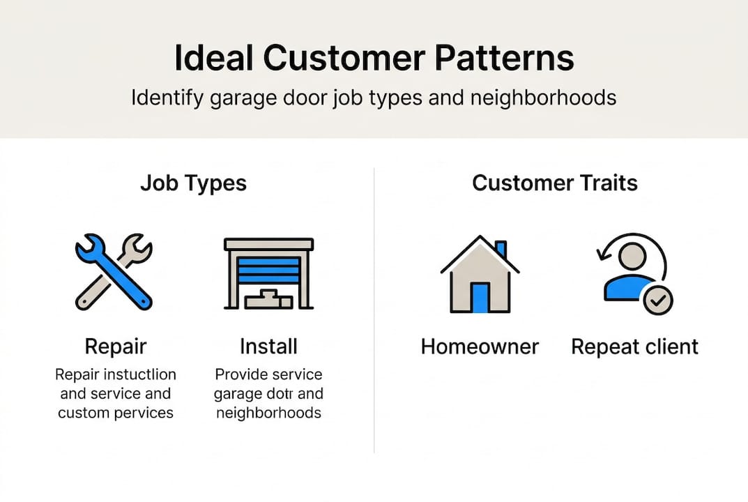 Infographic showing ideal garage door client traits