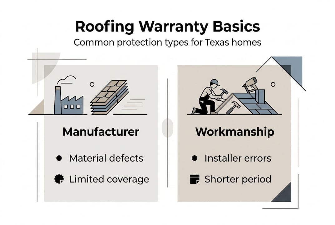 Infographic summarizes roofing warranty types