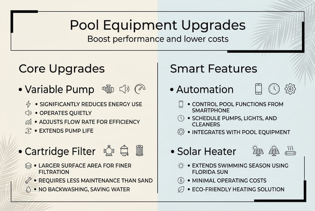 Infographic showing key pool equipment upgrades