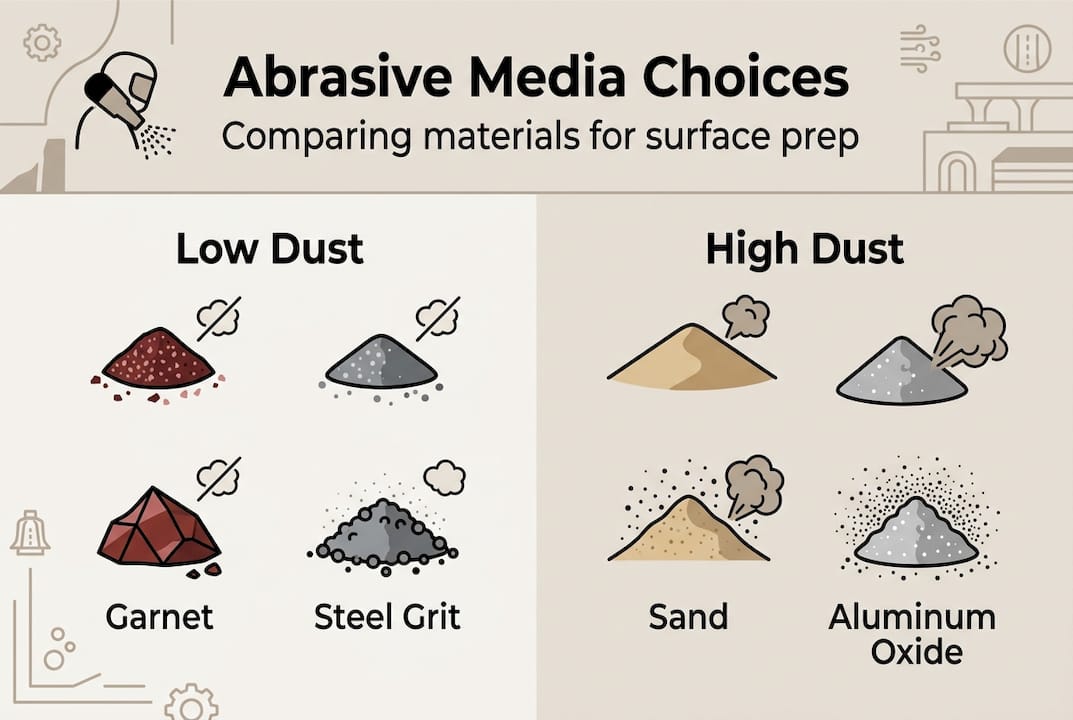Infographic comparing abrasive media options