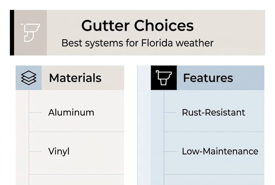 Infographic gutter materials and features comparison
