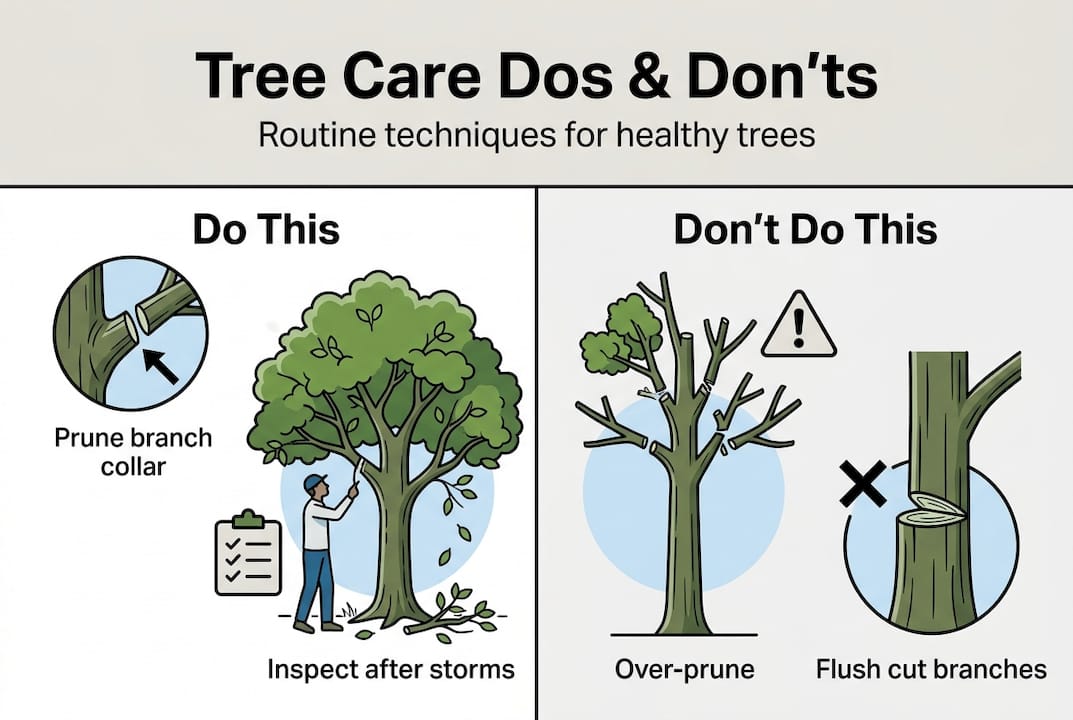 Infographic of tree care dos and don’ts