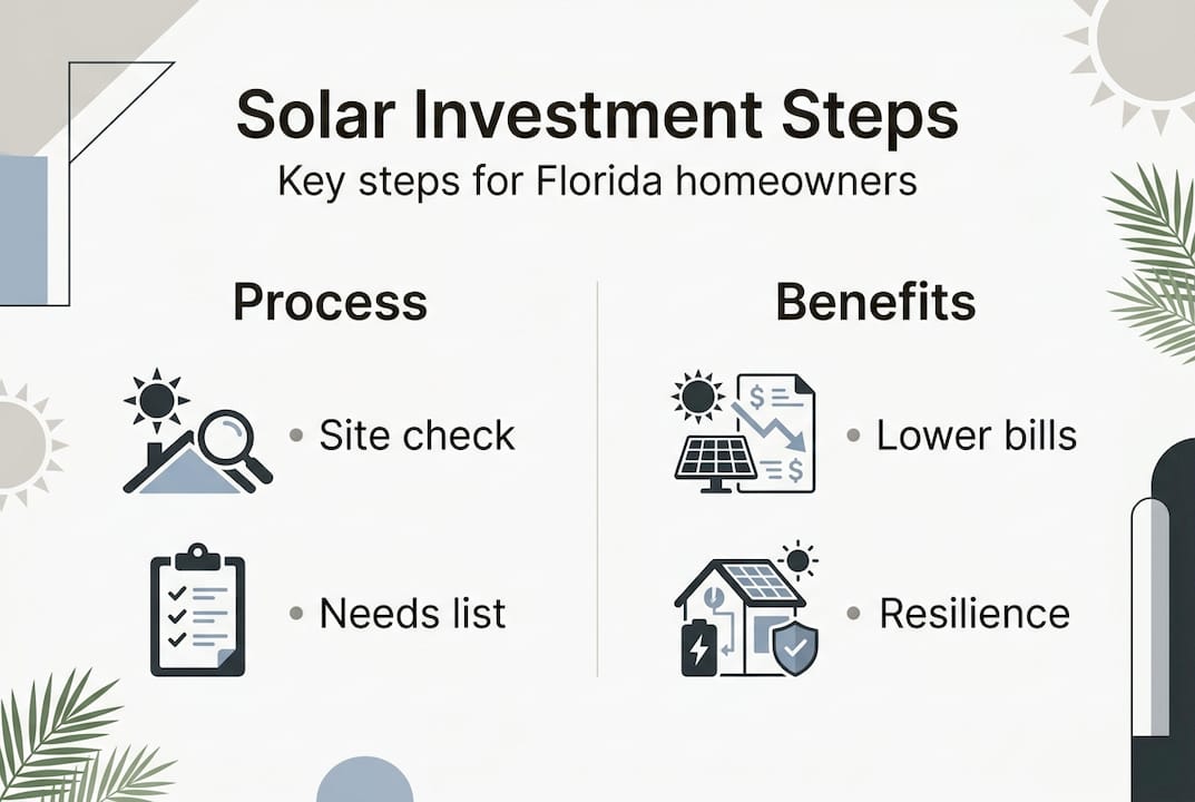 Evaluate solar investment: a step-by-step guide for Florida 2 Solar investment evaluation step-by-step infographic