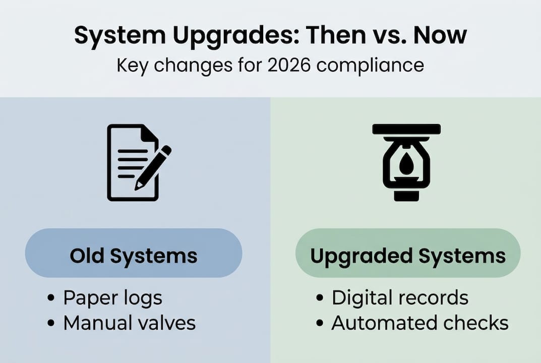 Infographic fire sprinkler upgrades: old vs upgraded