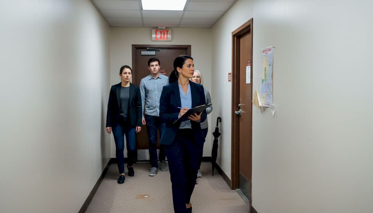 Property manager leads fire safety drill