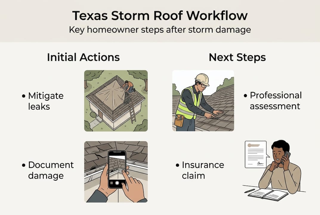 Infographic showing Texas storm roof repair steps