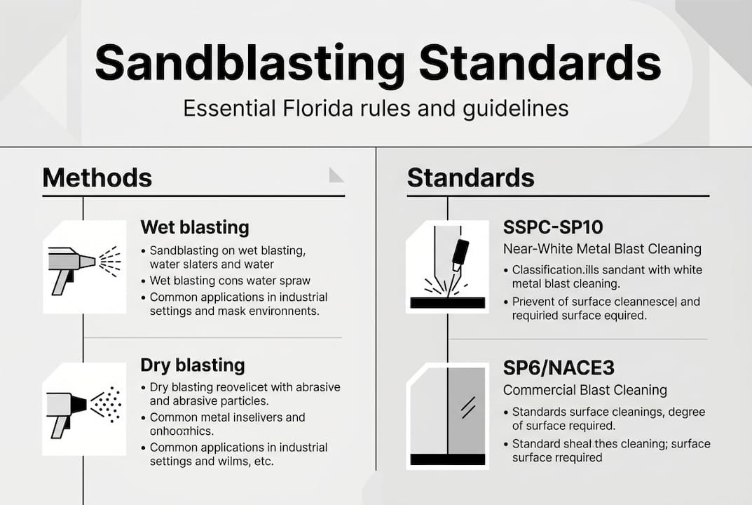 Infographic of sandblasting methods and standards