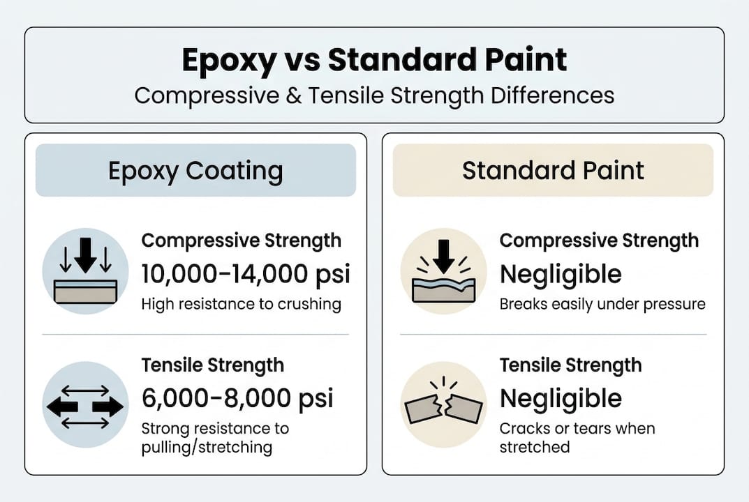 Infographic comparing epoxy and paint strength