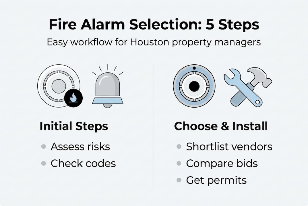 Infographic outlining steps to choose fire alarms