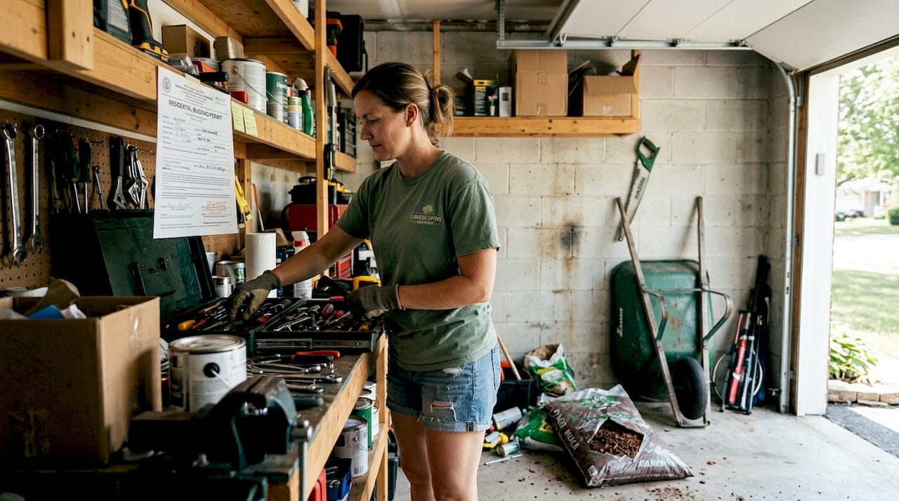 Homeowner gathering tools and documents
