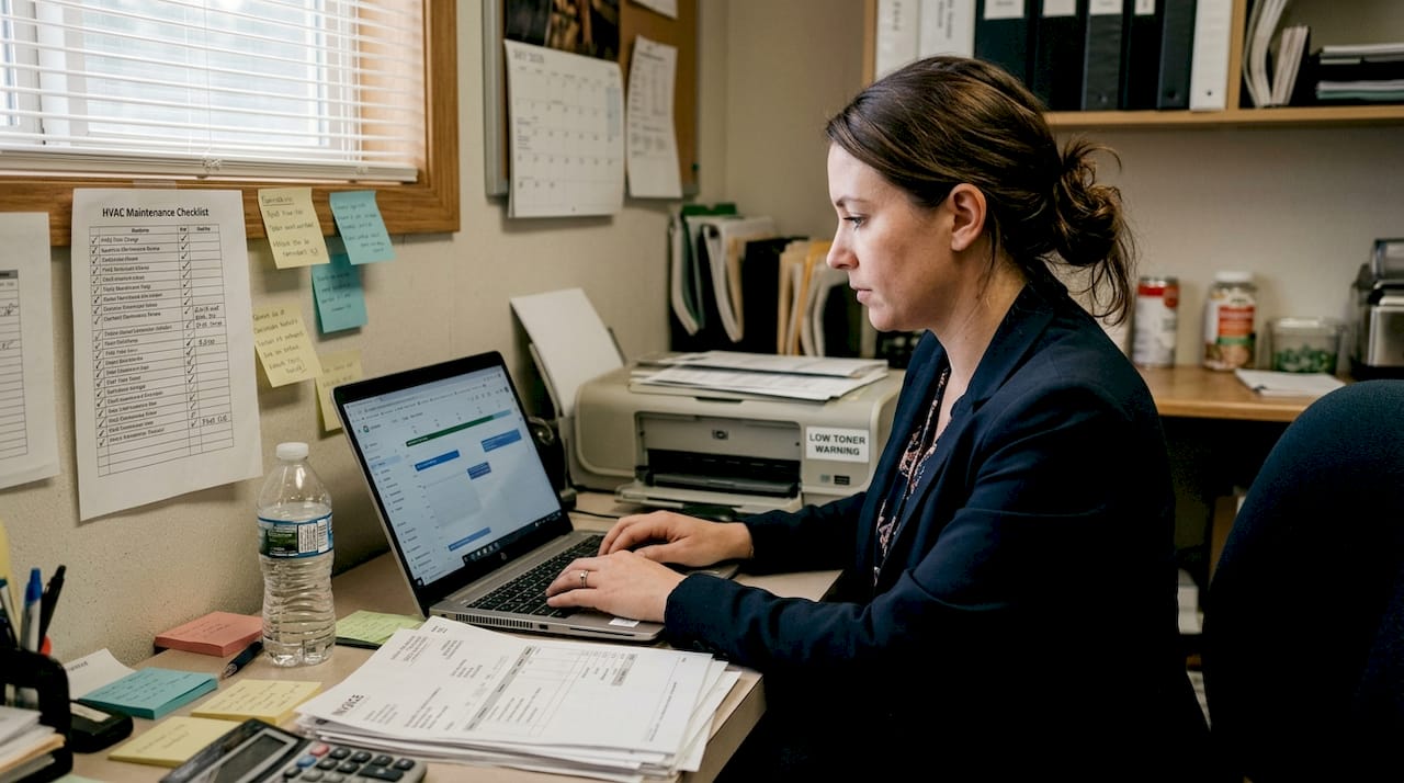 Manager scheduling HVAC maintenance tasks
