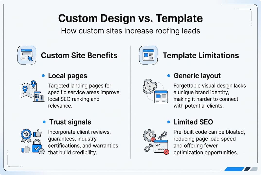 Infographic custom site vs template site features