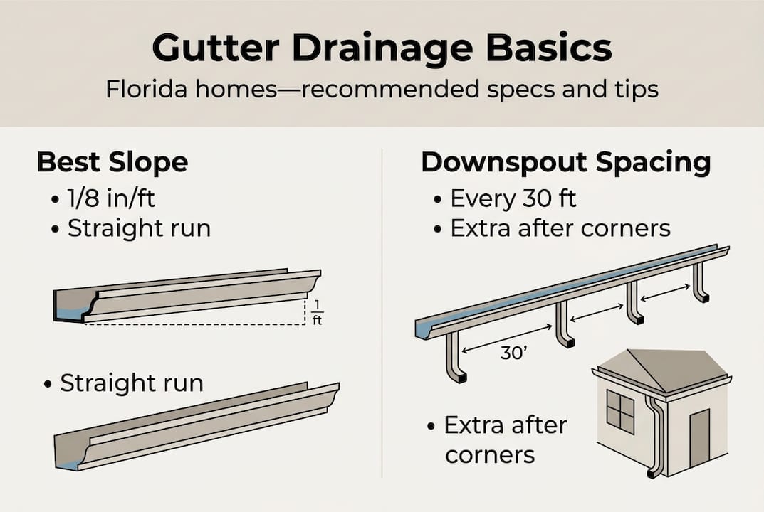Infographic gutter slope and downspout guidelines