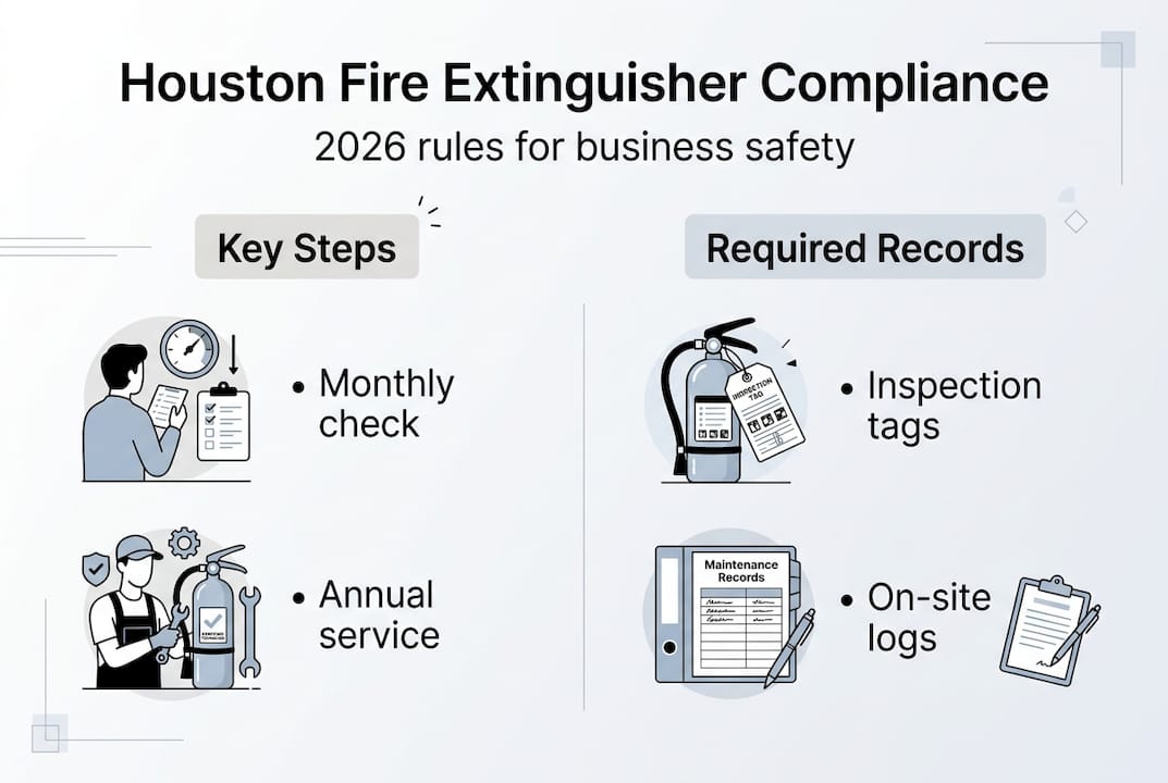 Infographic of Houston fire extinguisher compliance 2026